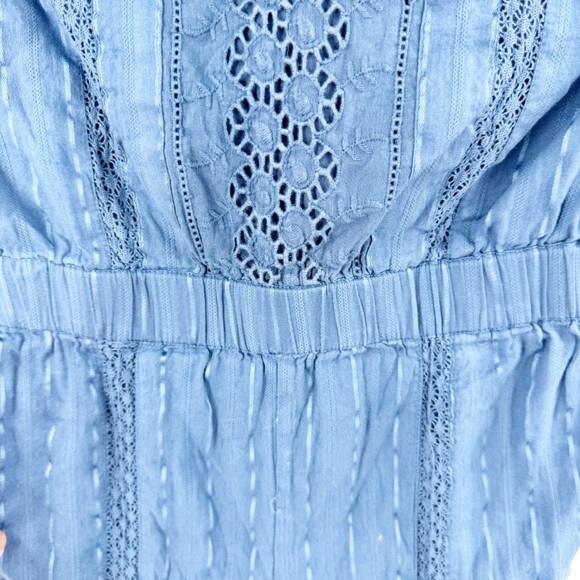 ✅ TULAROSA BLUE HALTER NECK WIDE LEG CROPPED JUMPSUIT IN BLUE SIZE SMALL - Picture 4 of 8